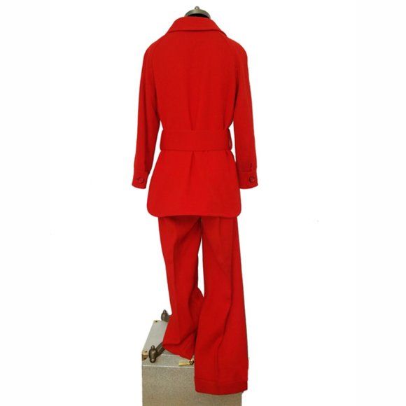 Vtg 60s Rare Wool Gabardine Pant Suit 8 - Picture 6 of 14